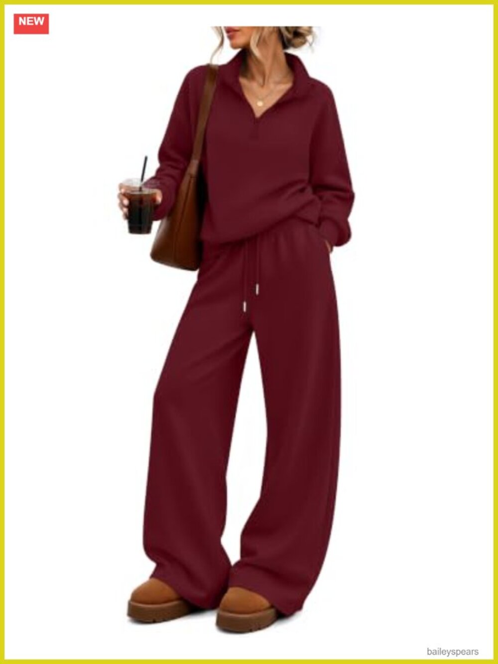 Women 2 Piece Sweatsuit Set 1/4 Zip Pullover Wide Leg Sweatpants Loungewear